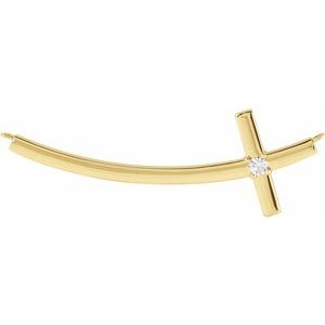 Ladies Natural Diamond Sideways Cross Necklace Center (I1, G-H) — 14K Yellow Gold