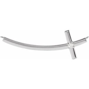 Ladies Natural Diamond Sideways Cross Necklace Center (I1, G-H) — 14K White Gold