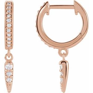 Ladies Natural Diamond Hinged Hoop Spike Earrings — 14K Rose Gold