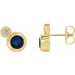 Ladies 5 mm Natural Blue Sapphire Natural Diamond Earrings — 14K Yellow Gold