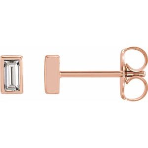 Ladies Natural Diamond Bezel-Set Earrings — 14K Rose Gold