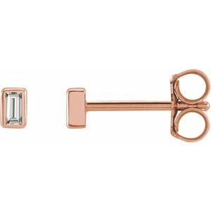 Ladies Natural Diamond Bezel-Set Earrings (Si2-Si3, Ghi) — 14K Rose Gold