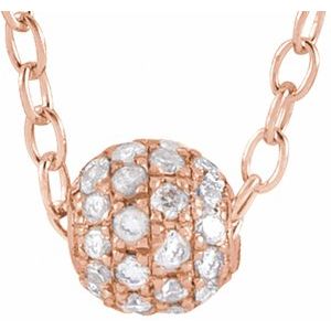 Ladies 3 mm Natural Diamond Ball Necklace (I1, G-H) — 14K Rose Gold