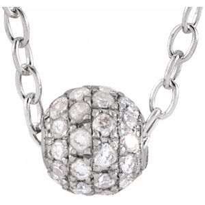 Ladies 3 mm Natural Diamond Ball Necklace (I1, G-H) — 14K White Gold