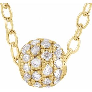 Ladies 3 mm Natural Diamond Ball Necklace (I1, G-H) — 14K Yellow Gold