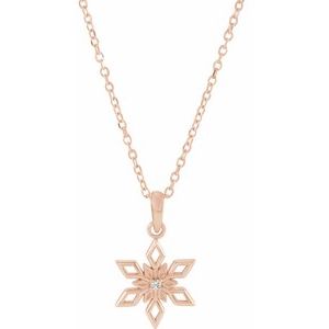 Ladies Natural Diamond Snowflake Necklace (I1, G-H) — 14K Rose Gold