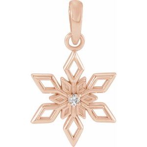 Ladies Natural Diamond Snowflake Pendant (I1, G-H) — 14K Rose Gold