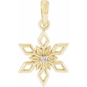 Ladies Natural Diamond Snowflake Pendant (I1, G-H) — 14K Yellow Gold
