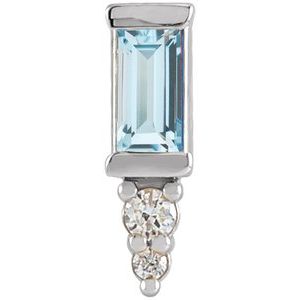 Ladies Natural Sky Blue Topaz Natural Diamond Bar Earring — Sterling Silver