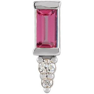 Ladies Natural Pink Tourmaline Natural Diamond Bar Earring — Sterling Silver