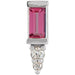Ladies Natural Pink Tourmaline Natural Diamond Bar Earring — Sterling Silver