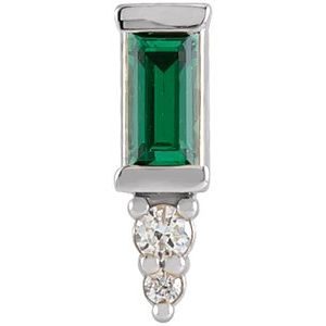 Ladies Natural Green Tourmaline Natural Diamond Bar Earring — Sterling Silver