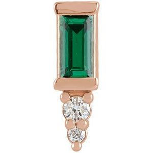 Ladies Natural Green Tourmaline Natural Diamond Bar Earring — 14K Rose Gold