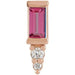 Ladies Natural Pink Tourmaline Natural Diamond Bar Earring — 14K Rose Gold