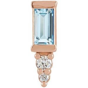 Ladies Natural Sky Blue Topaz Natural Diamond Bar Earring — 14K Rose Gold