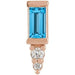 Ladies Natural Swiss Blue Topaz Natural Diamond Bar Earring — 14K Rose Gold