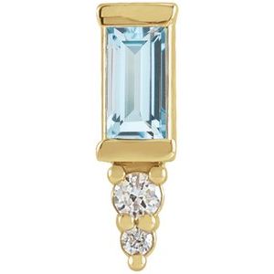 Ladies Natural Sky Blue Topaz Natural Diamond Bar Earring — 14K Yellow Gold