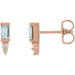 Ladies Natural Sky Blue Topaz Natural Diamond Bar Earrings — 14K Rose Gold