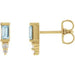 Ladies Natural Sky Blue Topaz Natural Diamond Bar Earrings — 14K Yellow Gold