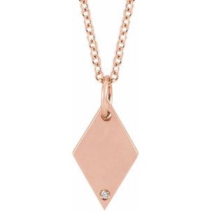 Ladies Natural Diamond Rhombus Necklace (I1, G-H) — 14K Rose Gold