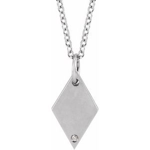 Ladies Natural Diamond Rhombus Necklace (I1, G-H) — Sterling Silver