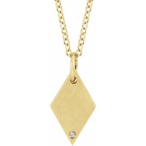 Ladies Natural Diamond Rhombus Necklace (I1, G-H) — 14K Yellow Gold