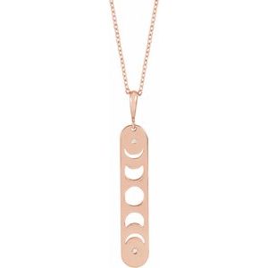 Ladies Natural Diamond Moon Phase Bar Necklace (I1, G-H) — 14K Rose Gold