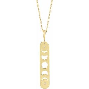 Ladies Natural Diamond Moon Phase Bar Necklace (I1, G-H) — 14K Yellow Gold