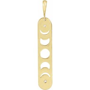 Ladies Natural Diamond Moon Phase Bar Pendant (I1, G-H) — 14K Yellow Gold