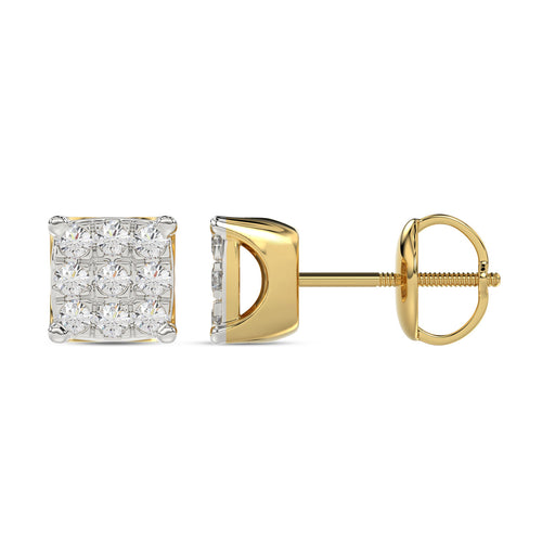 LADIES EARRING 0.25CT ROUND DIAMOND 10K YELLOW GOLD