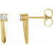 Ladies Natural Diamond Knife-Edge Bar Earrings — 14K Yellow Gold