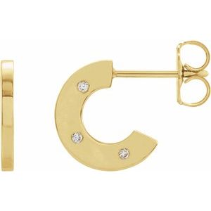Ladies Natural Diamond Flat Hoop Earrings (I1, G-H) — 14K Yellow Gold