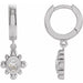 Ladies Natural Diamond Beaded Bezel-Set Hinged Hoop Earrings — 14K White Gold