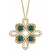 Ladies Natural Alexandrite Natural Diamond Clover Necklace (I1, G-H) — 14K Yellow Gold