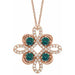 Ladies Natural Alexandrite Natural Diamond Clover Necklace (I1, G-H) — 14K Rose Gold