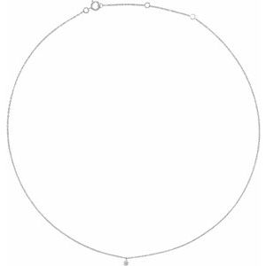 Ladies Drilled Natural Diamond Solitaire Necklace (I1, G-H) — 14K White Gold