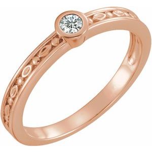 Ladies Natural Diamond Family Stackable Ring (I1, G-H) — 14K Rose Gold