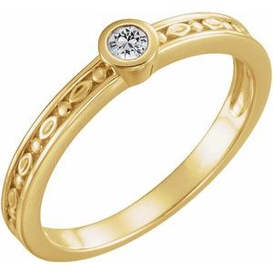 Ladies Natural Diamond Family Stackable Ring (I1, G-H) — 14K Yellow Gold