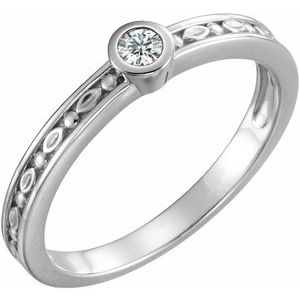 Ladies Natural Diamond Family Stackable Ring (I1, G-H) — Sterling Silver