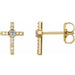Ladies Natural Diamond Cross Earrings — 14K Yellow Gold