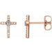 Ladies Natural Diamond Cross Earrings — 14K Rose Gold