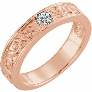 Ladies Natural Diamond Family Stackable Ring (I1, G-H) — 14K Rose Gold