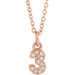 Ladies Petite Pavé® Natural Diamond Numeral 3 Necklace (I1, H+) — 14K Rose Gold