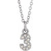 Ladies Petite Pavé® Natural Diamond Numeral 3 Necklace (I1, H+) — 14K White Gold