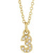 Ladies Petite Pavé® Natural Diamond Numeral 3 Necklace (I1, H+) — 14K Yellow Gold