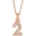 Ladies Petite Pavé® Natural Diamond Numeral 2 Necklace (I1, H+) — 14K Rose Gold