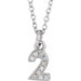 Ladies Petite Pavé® Natural Diamond Numeral 2 Necklace (I1, H+) — 14K White Gold