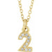 Ladies Petite Pavé® Natural Diamond Numeral 2 Necklace (I1, H+) — 14K Yellow Gold