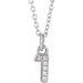Ladies Petite Pavé® Natural Diamond Numeral 1 Necklace (I1, H+) — 14K White Gold