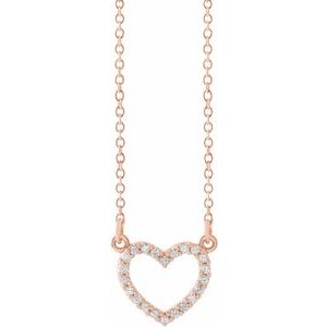 Ladies Natural Diamond Petite Heart Necklace (I1, G-H) — 14K Rose Gold